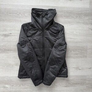 Lauren Ralph Lauren Jacket Funnel Neck Quilted Crest Logo Gray Women M Softshell